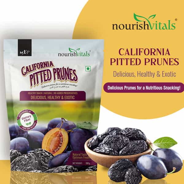 Nourishvitals Healthy Munching Combo | Mix Berries + California Pitted Prunes (200Gm Each)