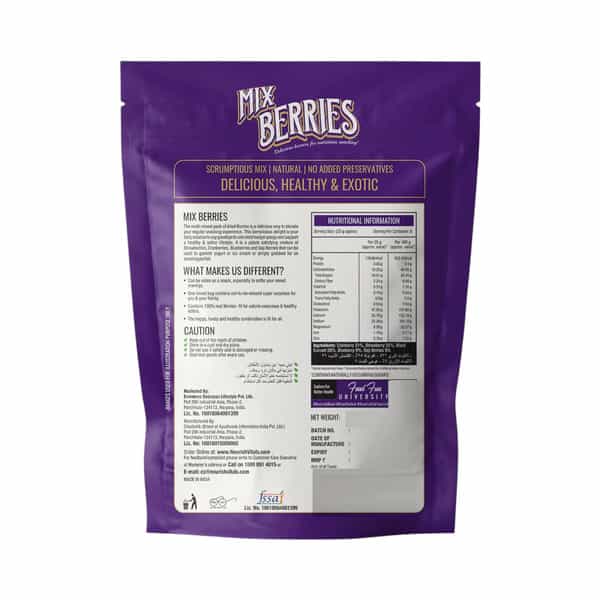 Nourishvitals Healthy Munching Combo | Mix Berries + California Pitted Prunes (200Gm Each)