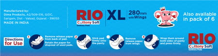 Rio Sanitary Napkins Xlarge (280 Mm) Cottony Cover 30'S X 18 C