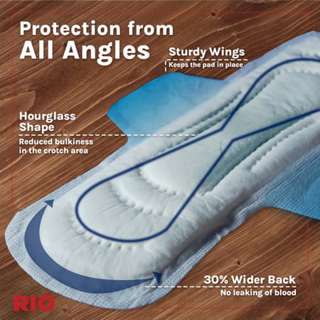 Rio Sanitary Napkins Xlarge (280 Mm) Cottony Cover 30'S X 18 C