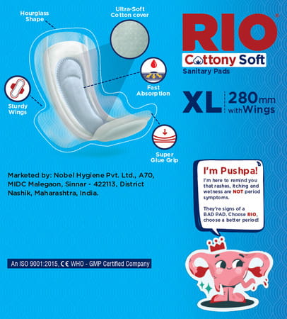 Rio Sanitary Napkins Xlarge (280 Mm) Cottony Cover 30'S X 18 C