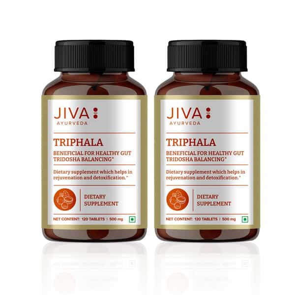 Jiva Triphala Tablet 500Mg Improves Digestion Good For Eye & Hair Issues - 120 Tablets (Pack Of 2)