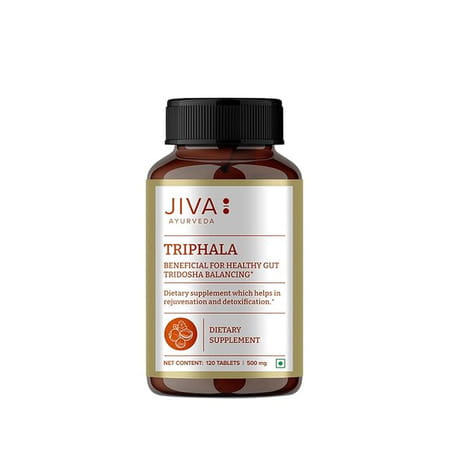 Jiva Triphala Tablet 500mg Improves Digestion Good For Eye & Hair Issues - 120 Tablets (Pack Of 2)
