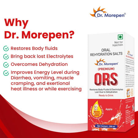 Dr. Morepen Premium Ors Drink With Electrolytes | Apple Flavour - 200ml Pack Of 10