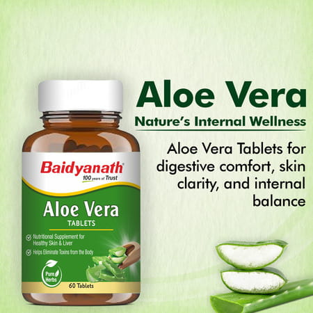 Baidyanath Ayurved Aloe Vera Tablets 60S | Skin & Liver Support