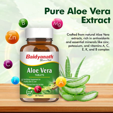Baidyanath Ayurved Aloe Vera Tablets 60S | Skin & Liver Support