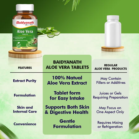 Baidyanath Ayurved Aloe Vera Tablets 60S | Skin & Liver Support
