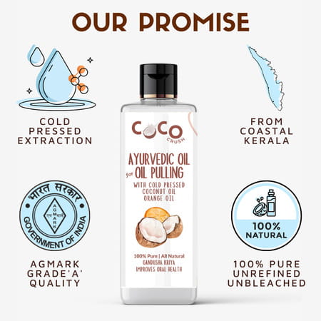 Coco Crush Ayurvedic Coconut & Orange Oil For Oil Pulling - 100ml