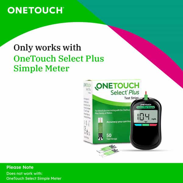 Onetouch Select Plus Test Strips | Pack Of 100 Strips With 100 Onetouch Ultrasoft Lancets