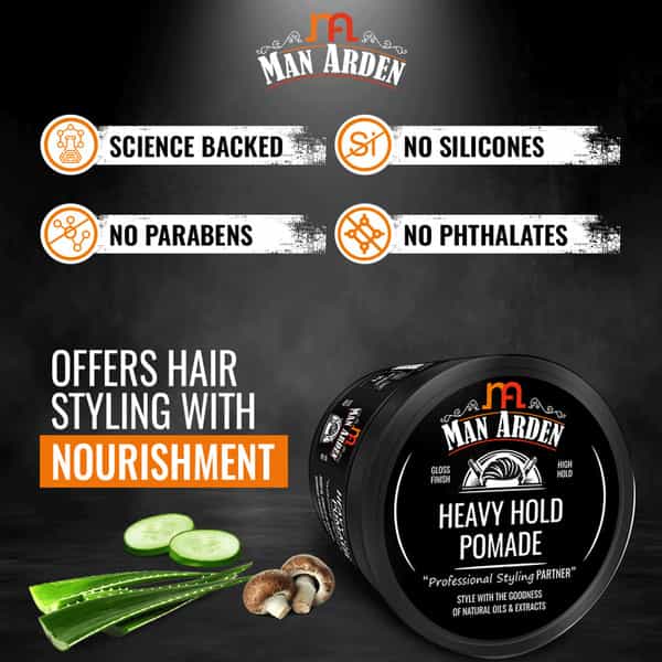 Man Arden Heavy Hold Pomade Professional Styling For Gloss Finish High Hold Easy Wash Off 50Gm