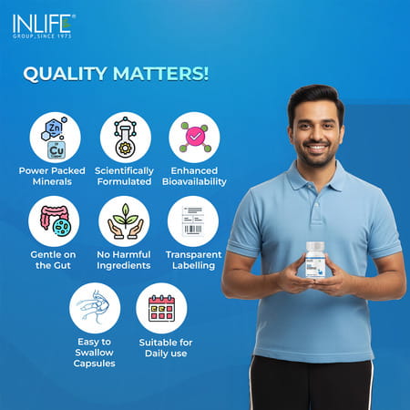 Inlife Zinc Supplements With Zinc Picolinate & Gluconate Complex | Copper Gluconate|120 Veg Capsules