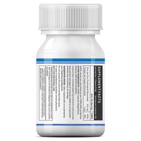 Inlife Zinc Supplements With Zinc Picolinate & Gluconate Complex | Copper Gluconate|120 Veg Capsules