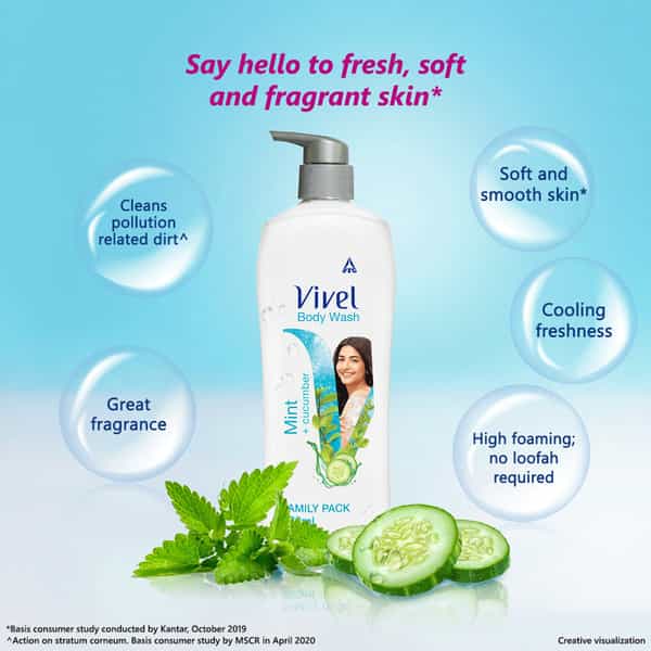 Vivel Mint And Cucumber Body Wash  Bottle Of 500 Ml