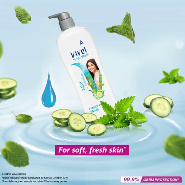 Vivel Mint And Cucumber Body Wash  Bottle Of 500 Ml