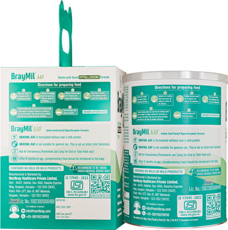 Braymil Aaf | Amino Acid Based Hypoallergenic Formula Up To 24 Months 400 Gm Tin Pack