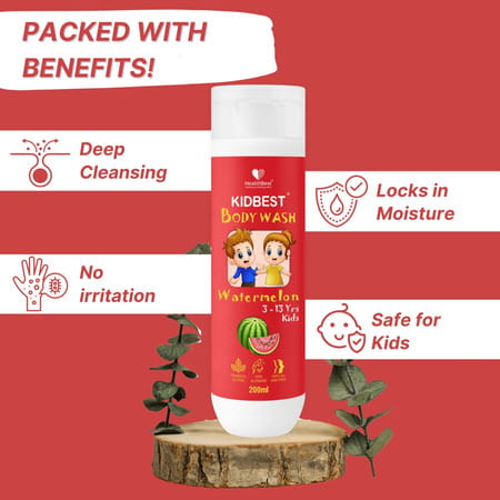 Healthbest Kidbest Body Wash Shower Gel For Kids Watermelon Flavor - 200ml