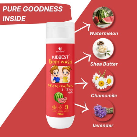 Healthbest Kidbest Body Wash Shower Gel For Kids Watermelon Flavor - 200ml