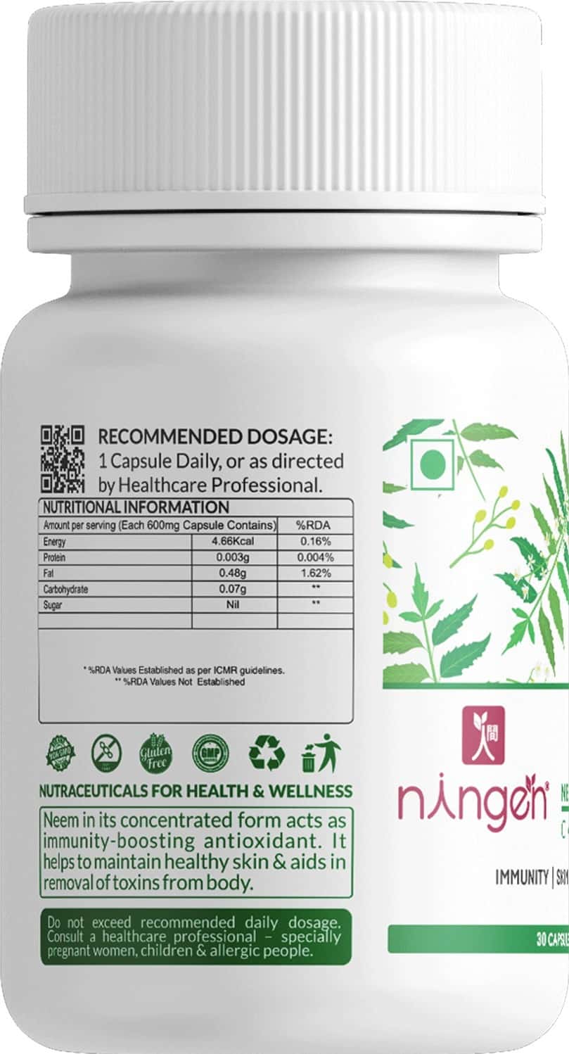 Buy NINGEN NEEM OIL CAPSULES FOR IMMUNITY SKIN DETOXIFICATION 30 VEG