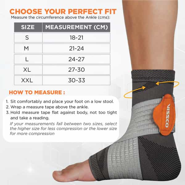 Vissco Ankler | 2 In 1 Anklet + Binder | Provides Support & Stability To The Ankle - Xl (Grey)