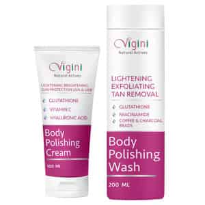 Vigini Coffee Scrub Tan Removal Body Wash & Underarms Lightening Whitening Moisturizer Cream 300ml