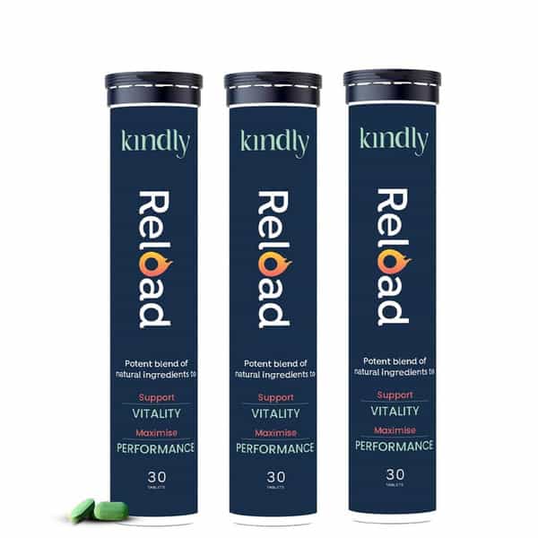 Kindly Health Ashwagandha Reload | Stamina Booster For Men | 30 Tablets | Pack Of 3