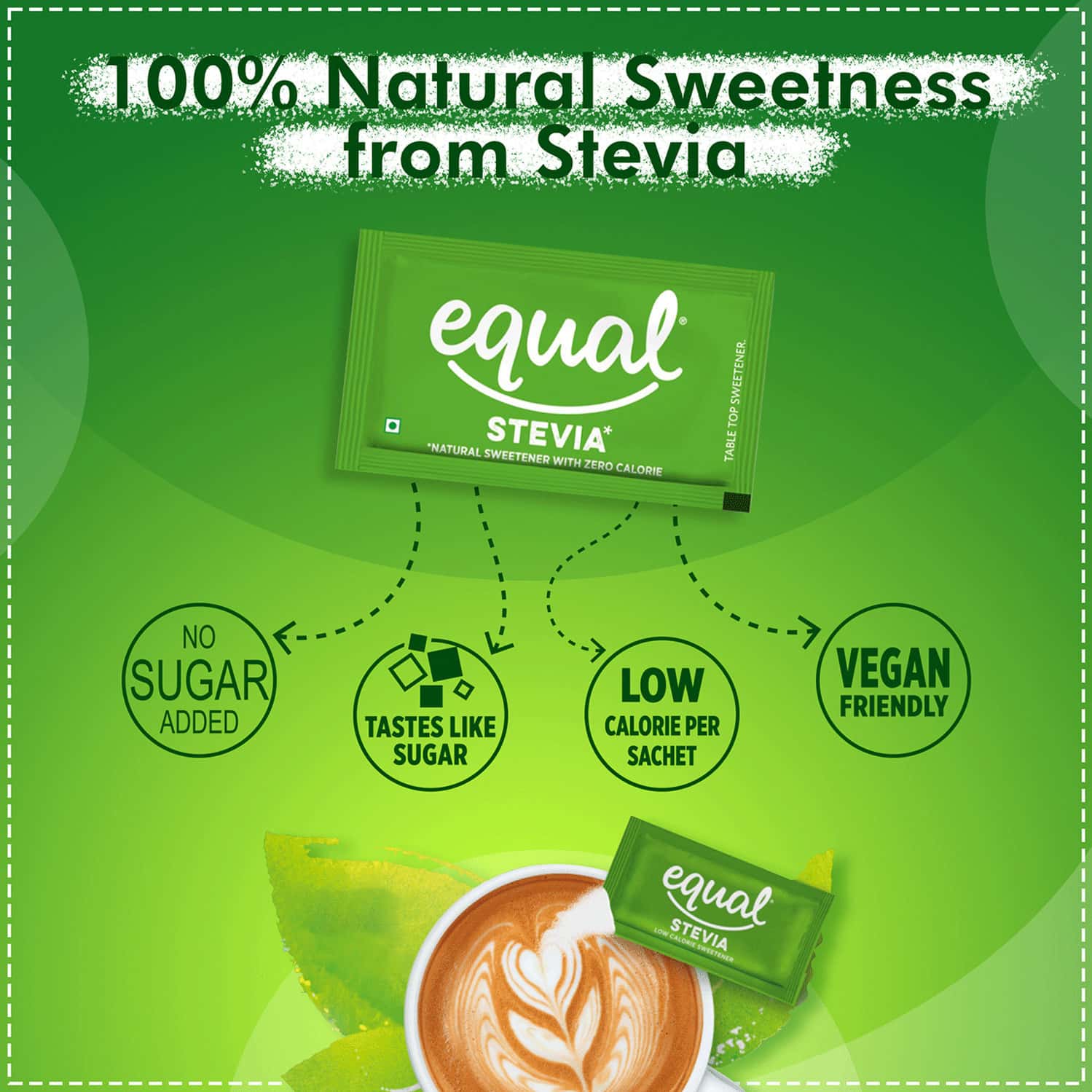 Buy EQUAL STEVIA NATURAL SWEETENER SUGAR FREE 100 SACHET PACK OF 4
