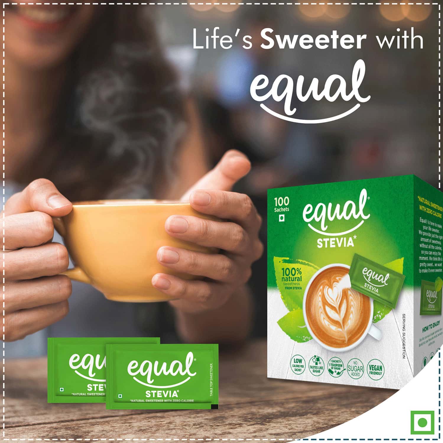 Buy EQUAL STEVIA NATURAL SWEETENER SUGAR FREE 100 SACHET PACK OF 4