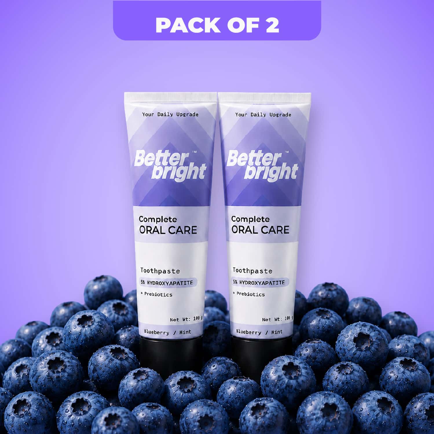 Blueberry Mint Teeth Whitening Toothpaste| 5% Hap + Nhap| Prebiotics Oral Care| Fluoride Free