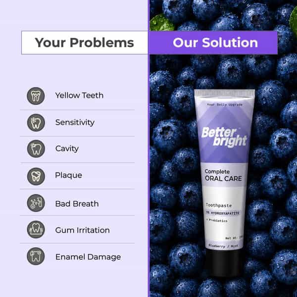 Blueberry Mint Teeth Whitening Toothpaste| 5% Hap + Nhap| Prebiotics Oral Care| Fluoride Free