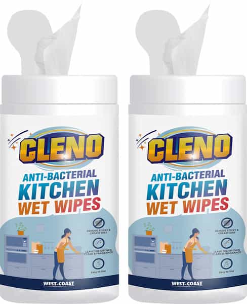Cleno Kitchen Wet Wipes - 50 Wipes (Pack Of 2 ) (Ready To Use)