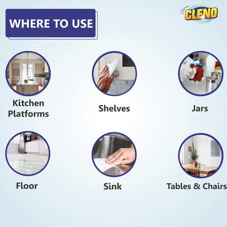 Cleno Kitchen Wet Wipes - 50 Wipes (Pack Of 2 ) (Ready To Use)