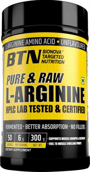 Btn Sports L-Arginine Powder | Pre-Workout Supplement Powder (Unflavoured) - 300G