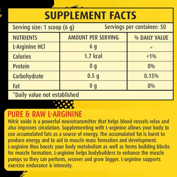 Btn Sports L-Arginine Powder | Pre-Workout Supplement Powder (Unflavoured) - 300G