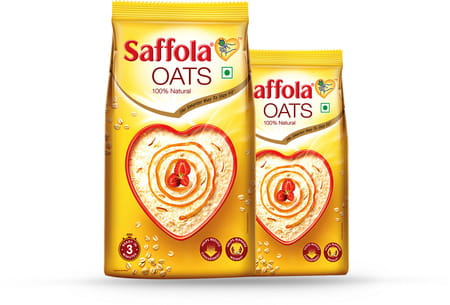 Saffola Oats Rolled Oats 100% Natural High Protein & Fibre 1kg With 400g Free