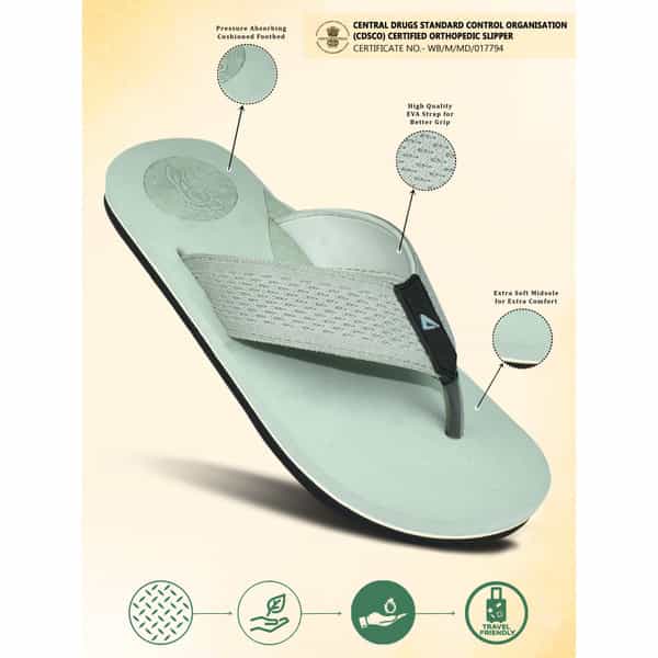 Ortho Cheer Men's Orthopedic And Diabetic Friendly Slipper | Grey | Size 9 -1 Pair