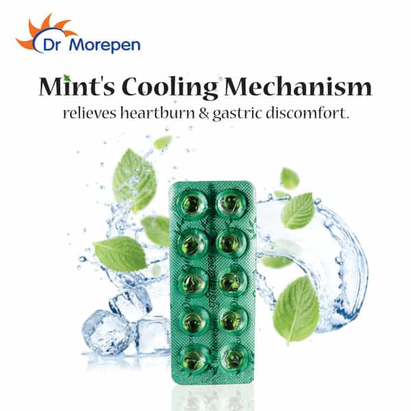 Dr. Morepen Pudina Gels For Acidity | Indigestion And Gas Relief - Pack Of 10 (100 Softgels)