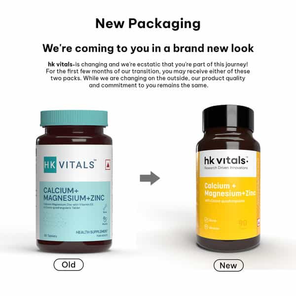 Hk Vitals Calcium Magnesium & Zinc (90 Tablets) | With Vitamin D3