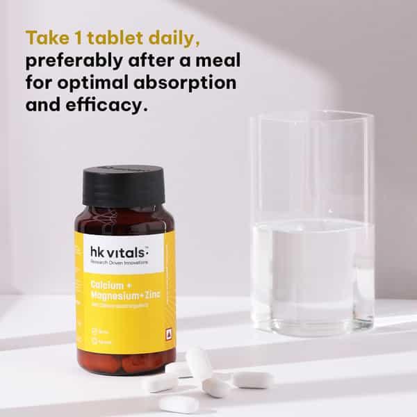 Hk Vitals Calcium Magnesium & Zinc (90 Tablets) | With Vitamin D3