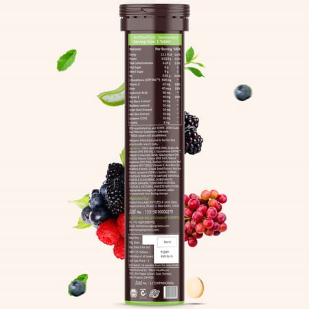 Vegan Greens Skin Radiance Japanese Glutathione 500Mg +11 Key Ingredient. 250 Efferve., Lemon Ginger