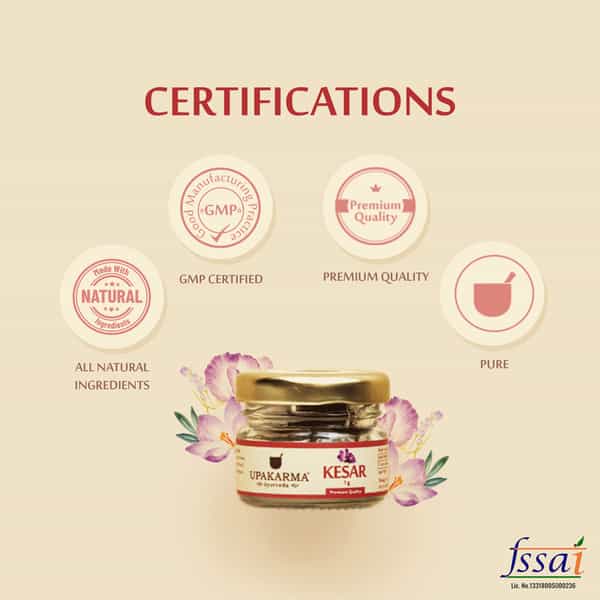 Upakarma Pure Natural And Finest A++ Grade Kashmiri Kesar / Saffron Threads 1 Gram