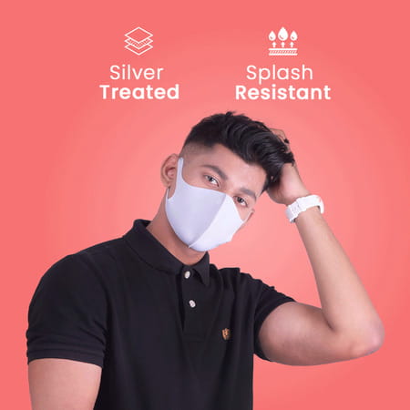 Frido Ultra Comfortable Unisex Gray Face Mask|Silver+Super Breathable Washable Medium Size Pack Of 1