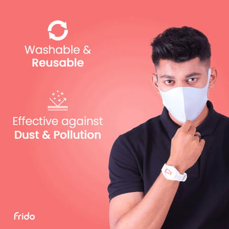 Frido Ultra Comfortable Unisex Gray Face Mask|Silver+Super Breathable Washable Medium Size Pack Of 1