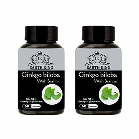 Earth King Ginkgo Biloba Capsule With Bramhi Extract - 500 Mg 60 Capsules (Pack Of 2)