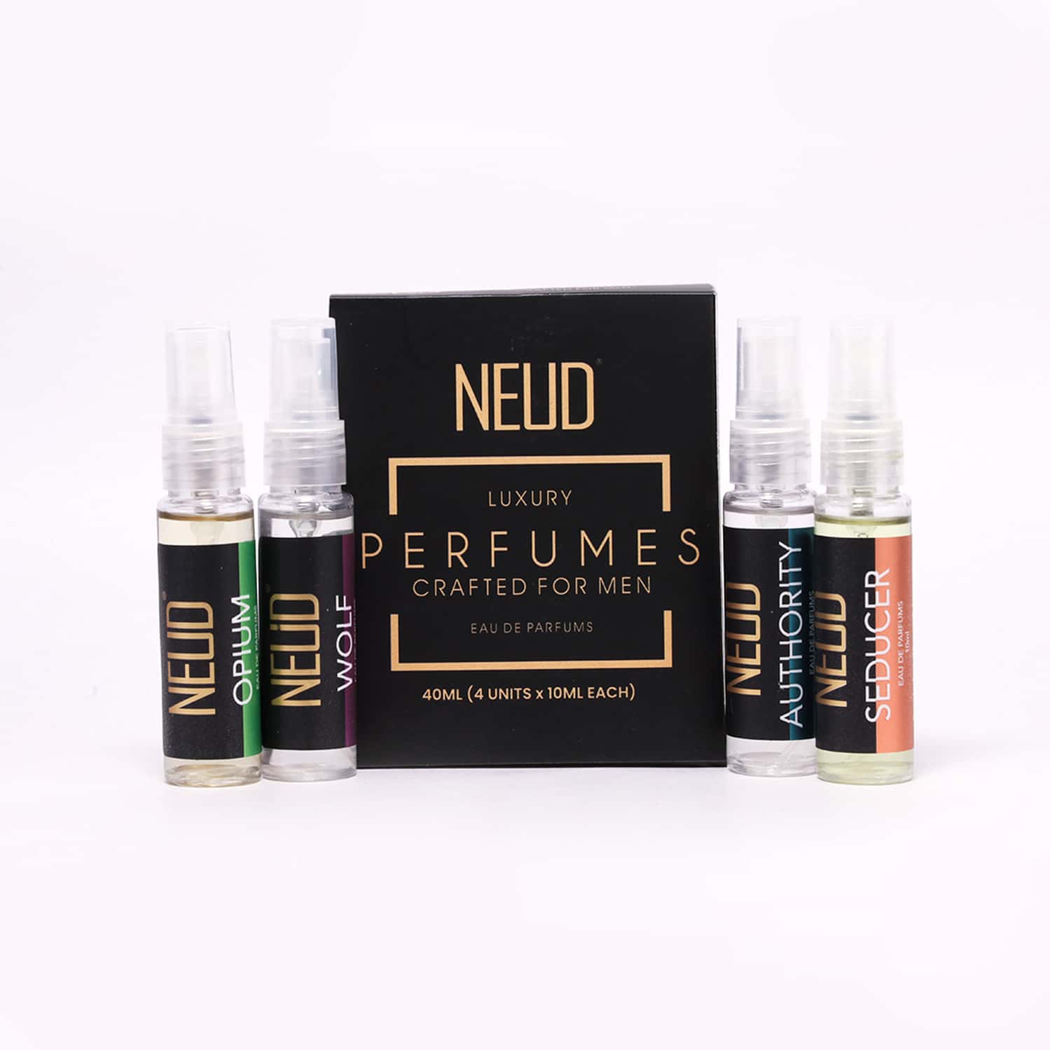 Neud Luxury Perfume Gift Set For Men | Citrus| Lavender| Cedarwood| Vanilla - 4 X 10ml Vials