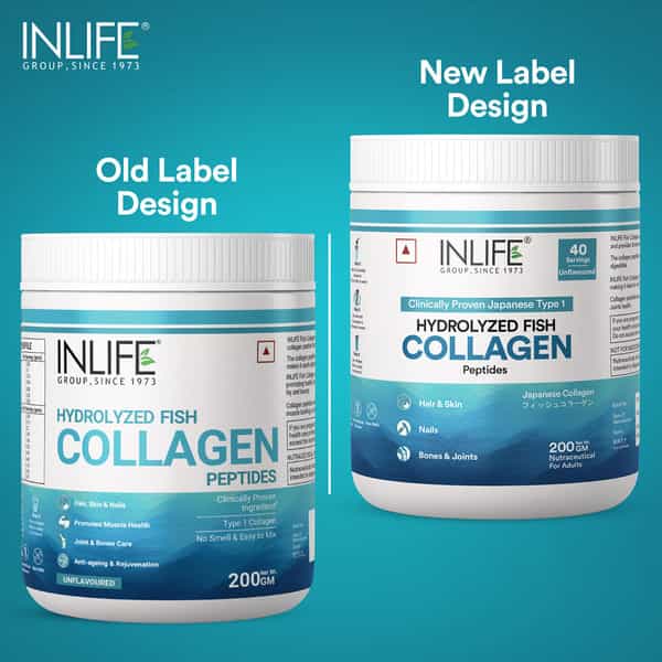 Inlife Japanese Marine Fish Collagen | Skin & Bone Health For Men & Women (Unflavoured | 200G)