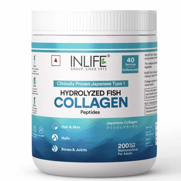 Inlife Japanese Marine Fish Collagen | Skin & Bone Health For Men & Women (Unflavoured | 200G)