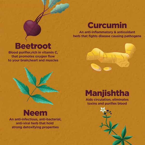 Foresta Organics Blood Detox With Curcumin (Turmeric Extract) Neem Manjistha & Beetroot-60 Capsules
