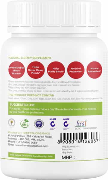 Foresta Organics Blood Detox With Curcumin (Turmeric Extract) Neem Manjistha & Beetroot-60 Capsules