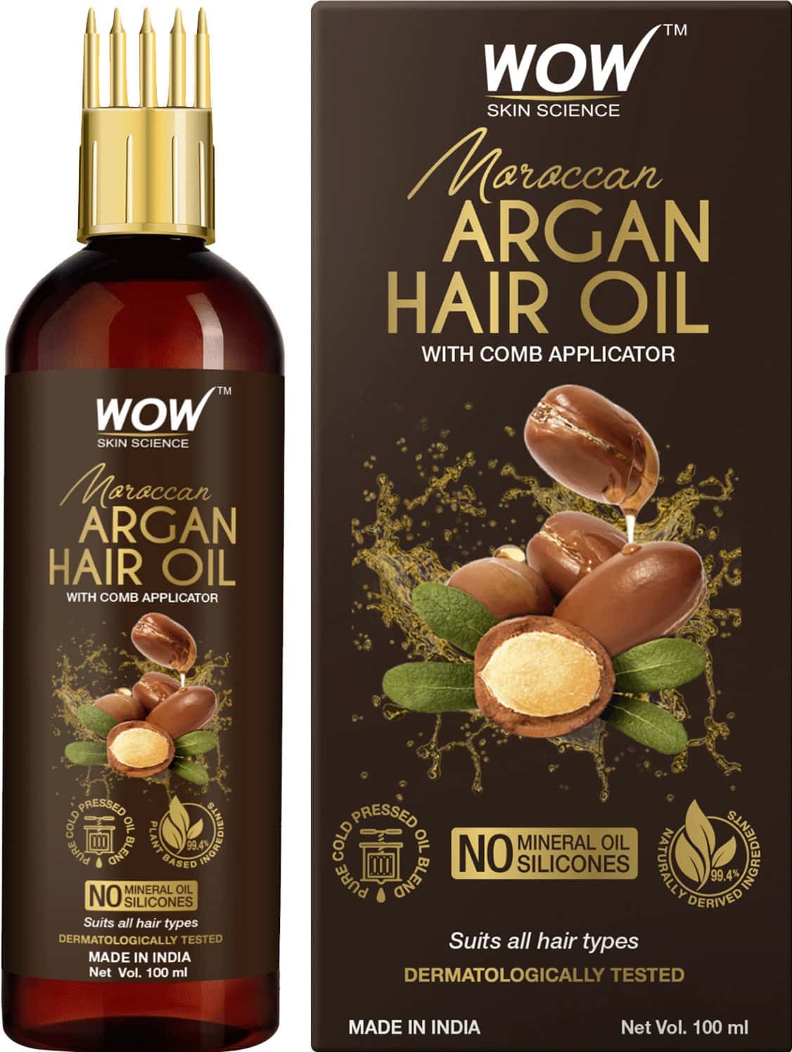 Wow Skin Science Moroccan Argan Hair Oil With Comb - 100 Ml