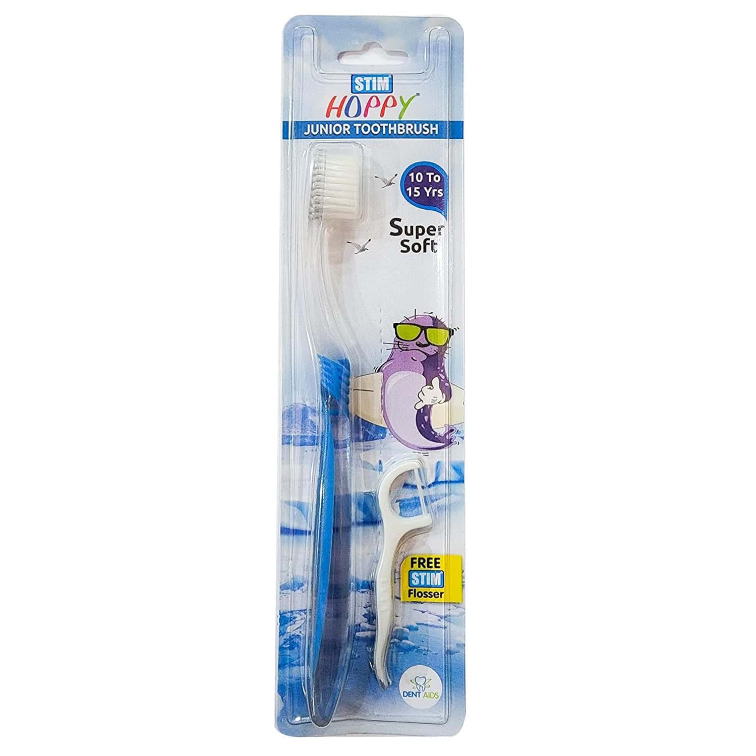 Stim Hoppy Junior Toothbrush : Pack Of 3 : Age 10 Years + Ultra Soft Toothbrush ()